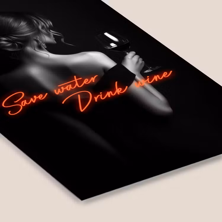 Poster met lijst - Save Water Drink Wine Vrouw — 7