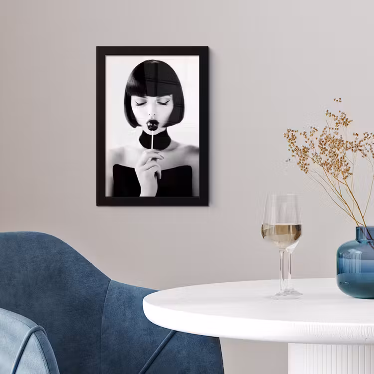Poster met lijst - Vrouw - Lolly - Zwart - Wit — 4