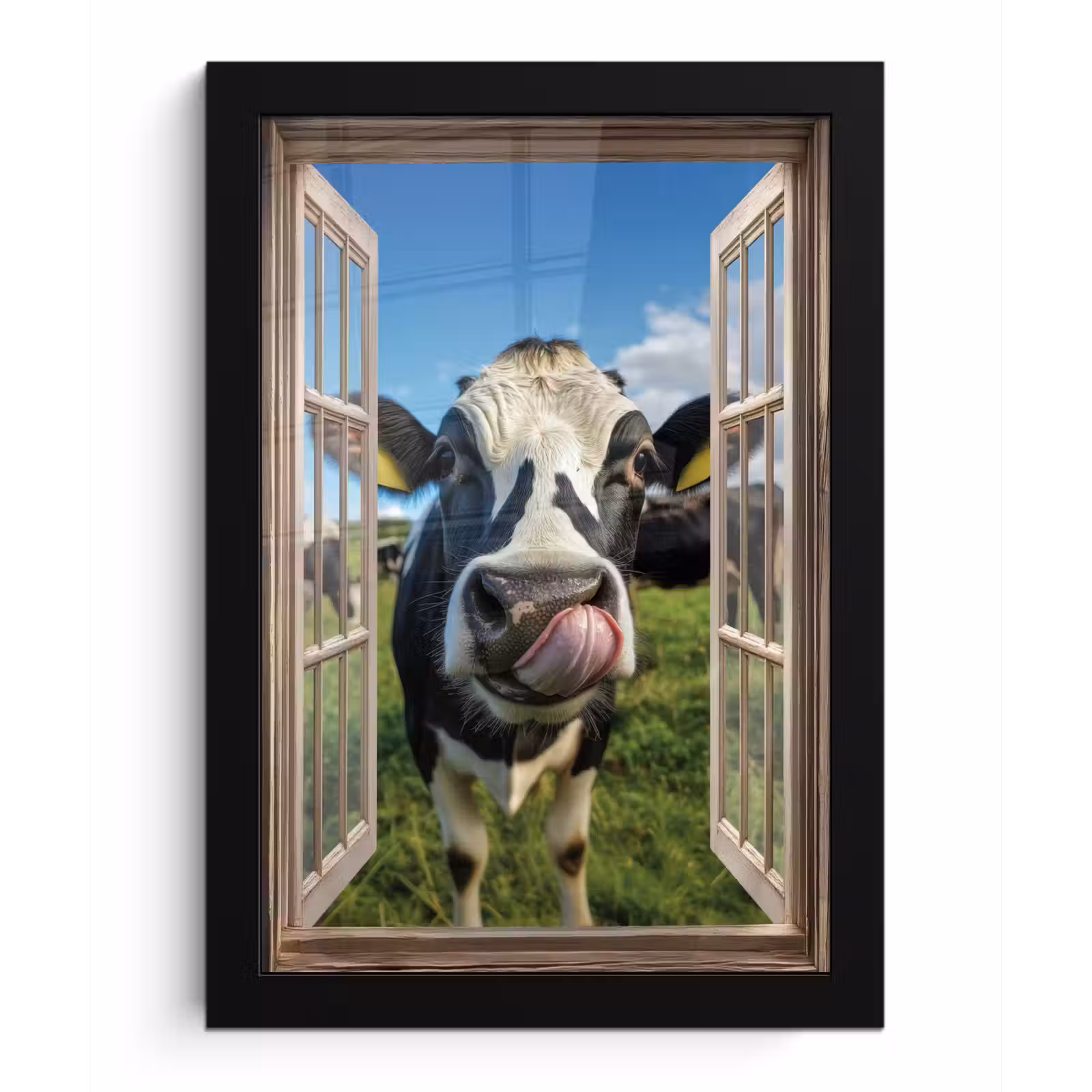 Poster met lijst - Doorkijk - Koe - Weiland - Dieren - Natuur — 1