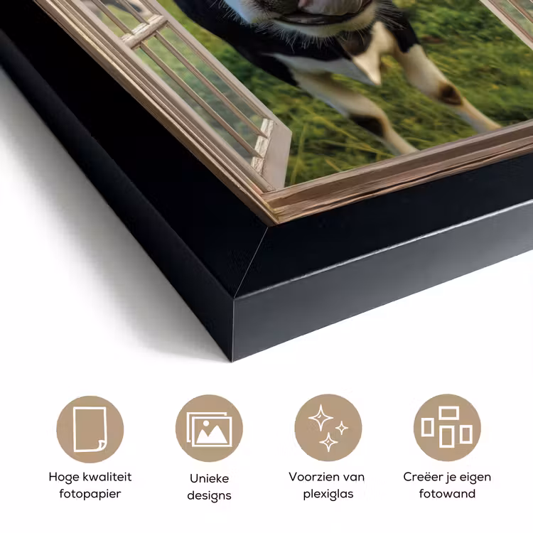 Poster met lijst - Doorkijk - Koe - Weiland - Dieren - Natuur — 6