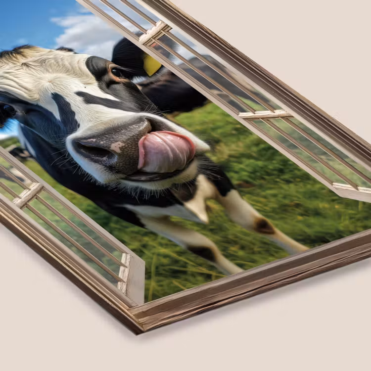 Poster met lijst - Doorkijk - Koe - Weiland - Dieren - Natuur — 7