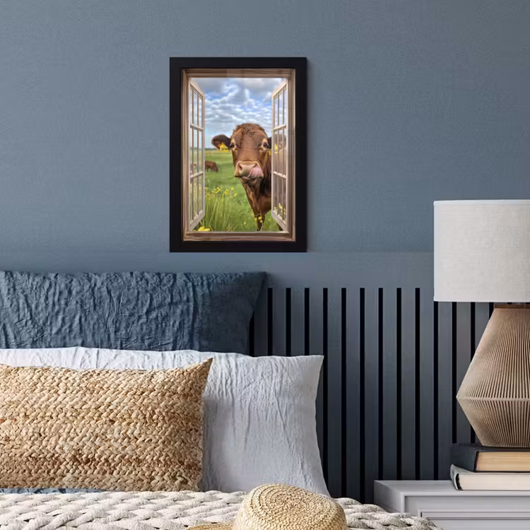 Poster met lijst - Doorkijk - Koe - Weiland - Landschap - Dieren — 3
