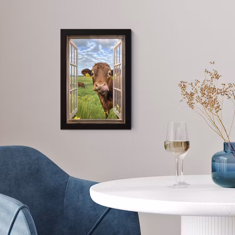 Poster met lijst - Doorkijk - Koe - Weiland - Landschap - Dieren — 4