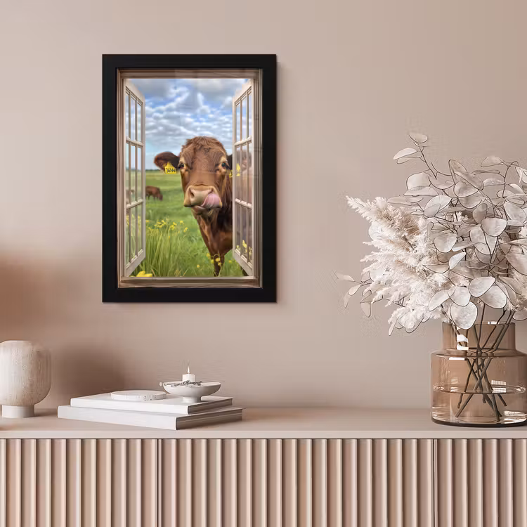 Poster met lijst - Doorkijk - Koe - Weiland - Landschap - Dieren — 5