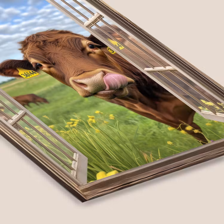 Poster met lijst - Doorkijk - Koe - Weiland - Landschap - Dieren — 7