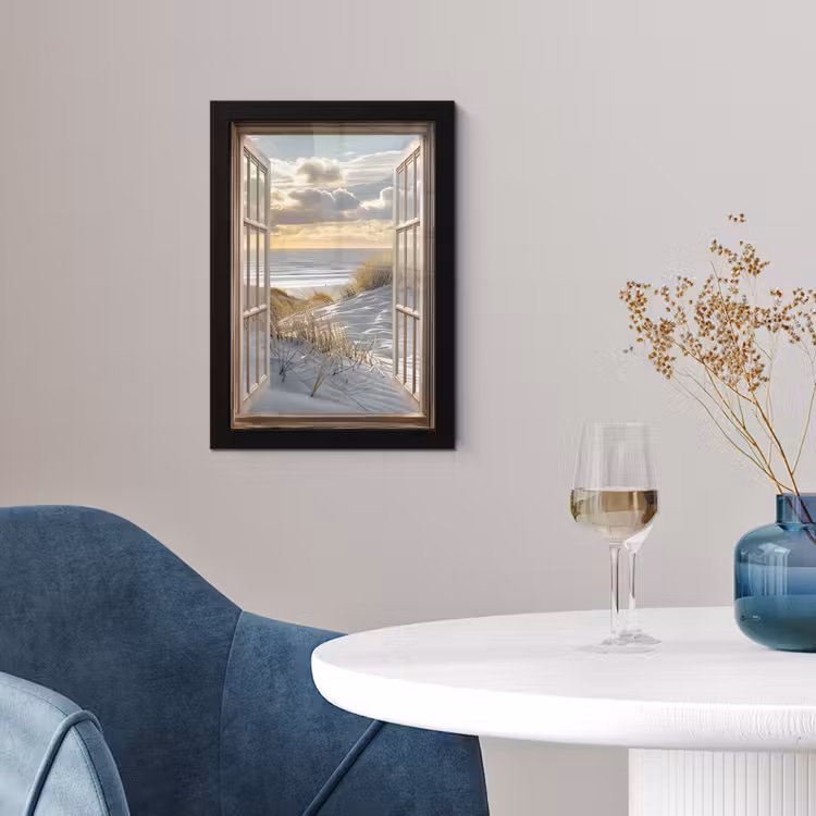 Poster met lijst - Doorkijk - Strand - Duinen - Zee - Natuur — 4