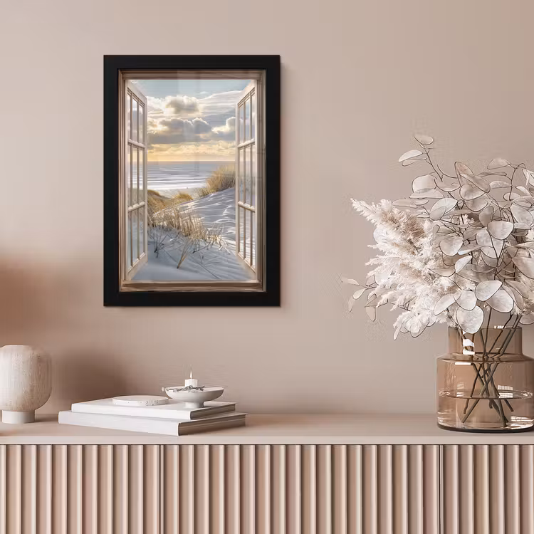 Poster met lijst - Doorkijk - Strand - Duinen - Zee - Natuur — 5