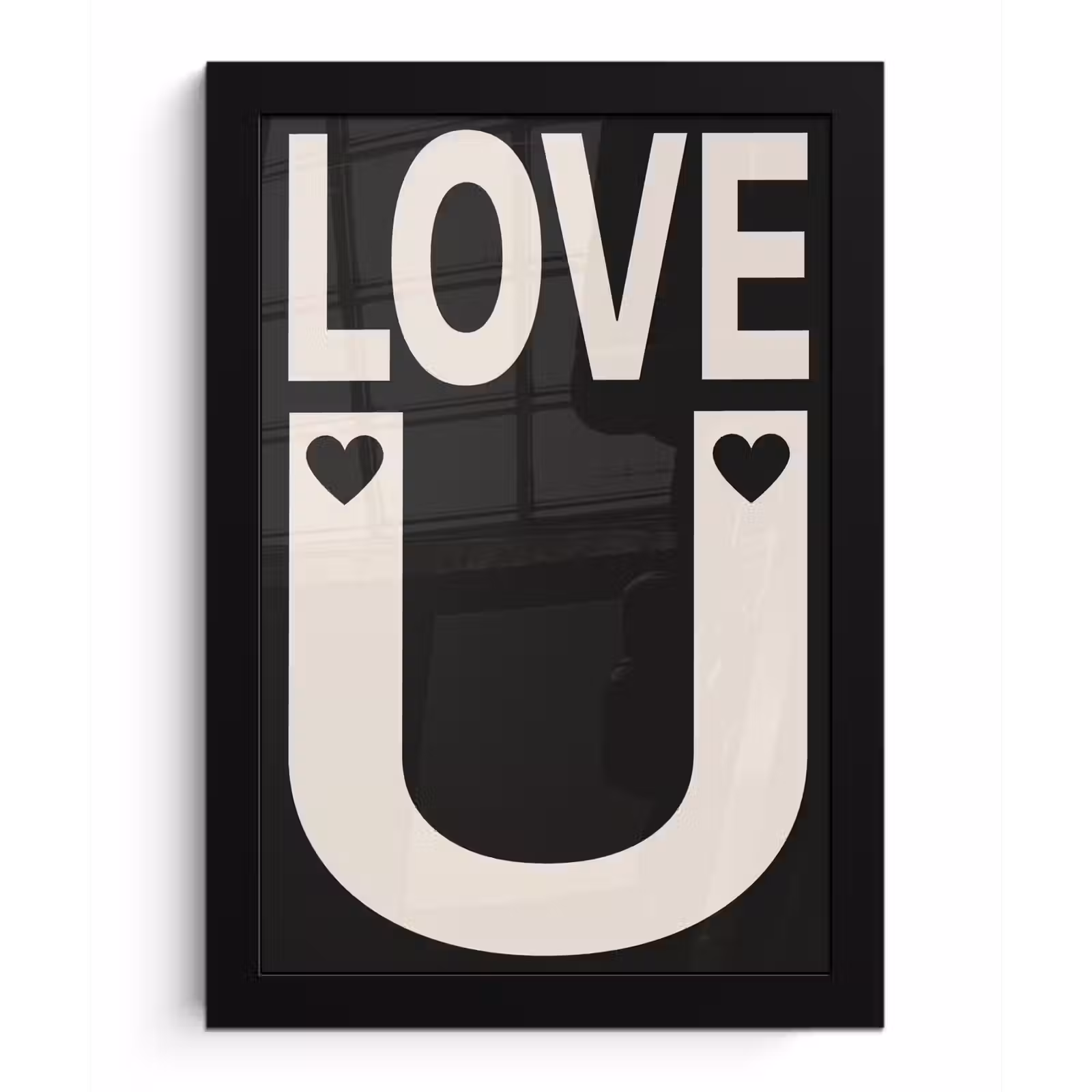 Poster met lijst - Love - Zwart - Minimalistisch — 1