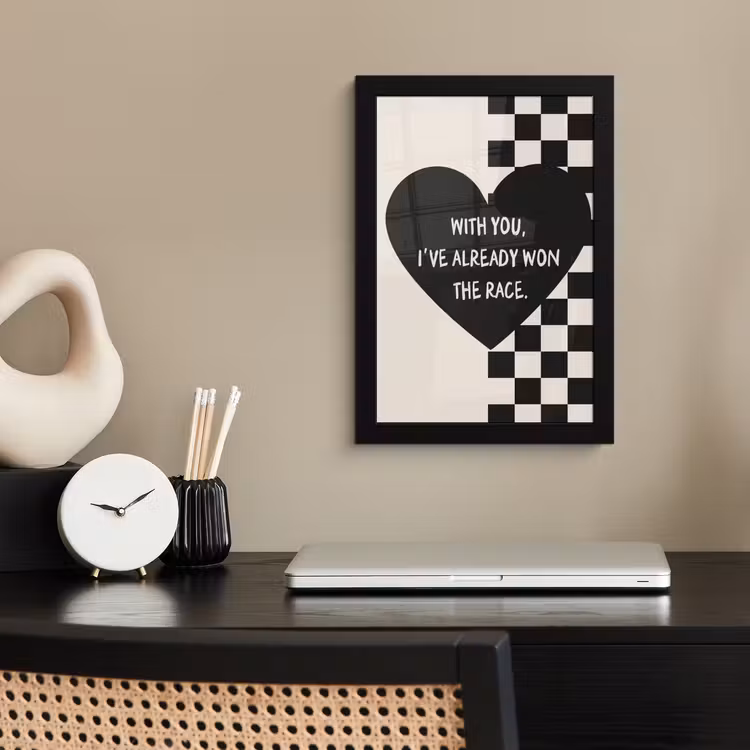 Poster met lijst - Liefde - Beige - Race — 2