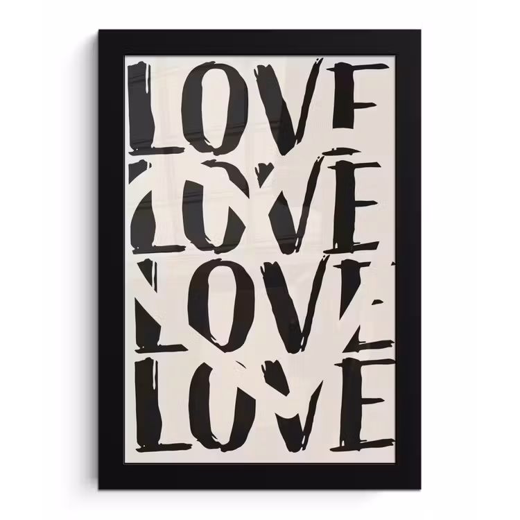 Poster met lijst - Love - Hart - Beige — 1