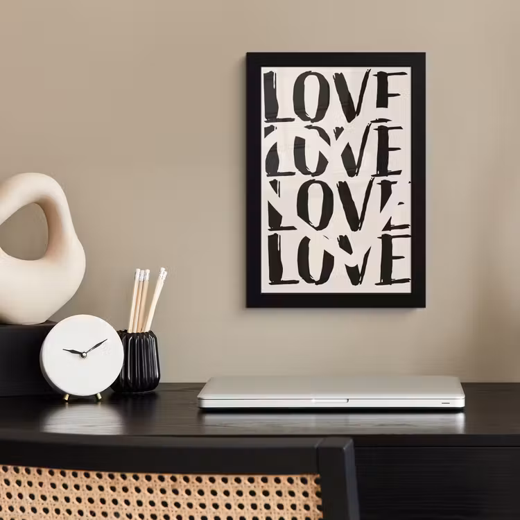 Poster met lijst - Love - Hart - Beige — 2