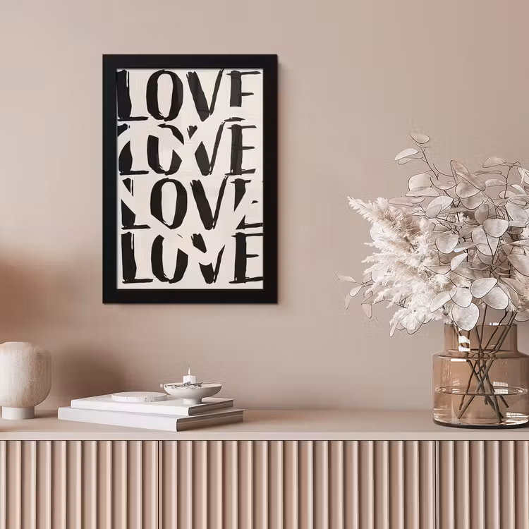 Poster met lijst - Love - Hart - Beige — 5