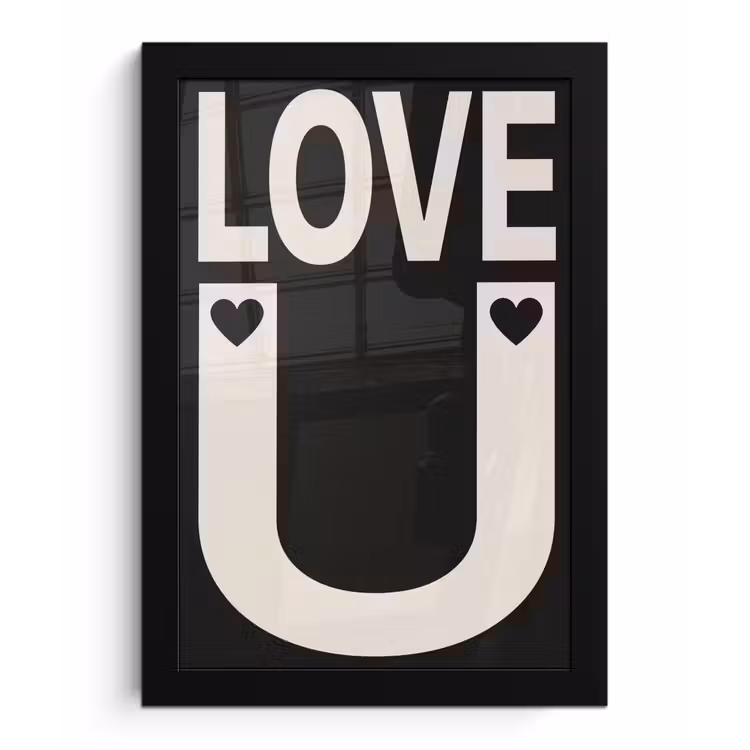 Poster met lijst - Love - Zwart - Minimalistisch — 1