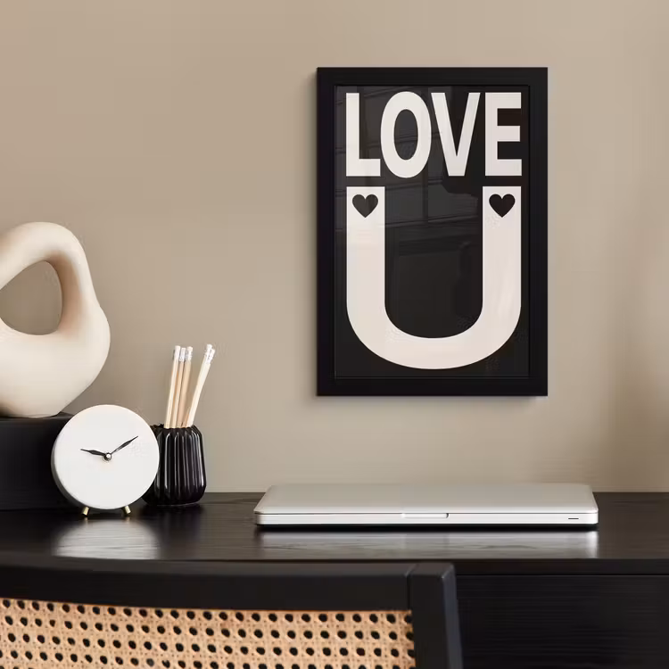 Poster met lijst - Love - Zwart - Minimalistisch — 2