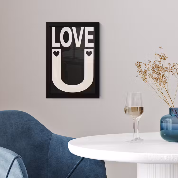 Poster met lijst - Love - Zwart - Minimalistisch — 4