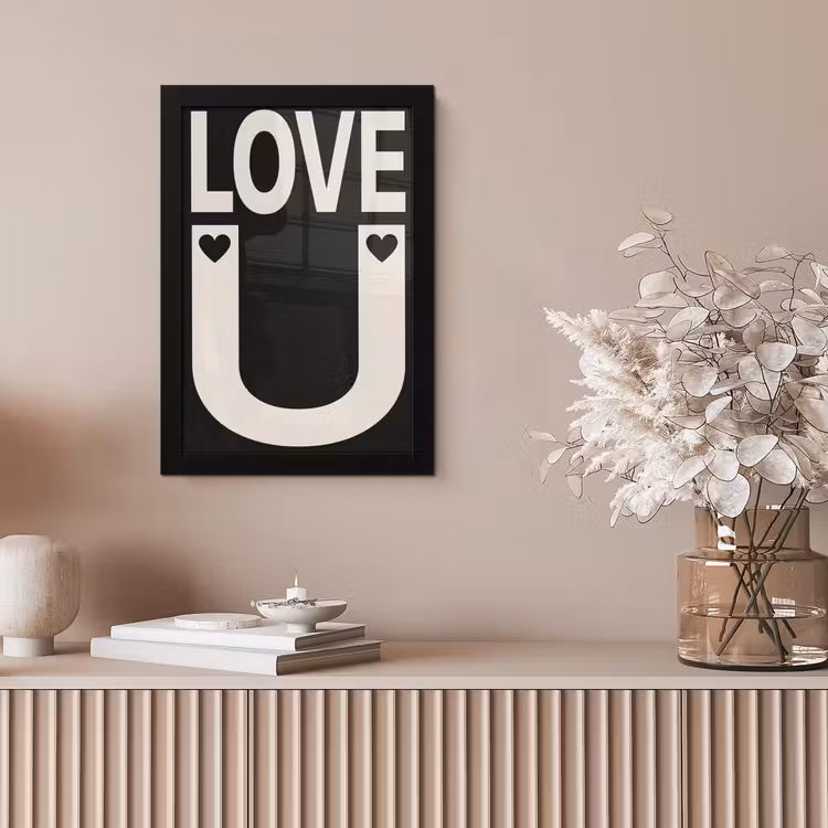 Poster met lijst - Love - Zwart - Minimalistisch — 5