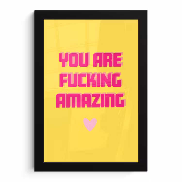 Poster met lijst - Geel - Valentijn - Tekst — 1