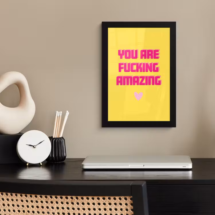 Poster met lijst - Geel - Valentijn - Tekst — 2