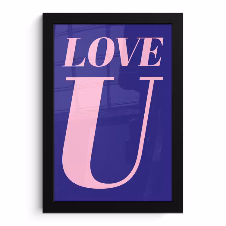 Poster met lijst - Love - Blauw - Valentijn