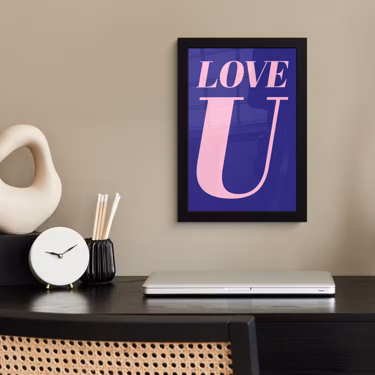 Poster met lijst - Love U — 2