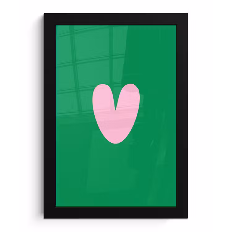 Poster met lijst - Groen - Hart - Minimalistisch - Valentijn — 1