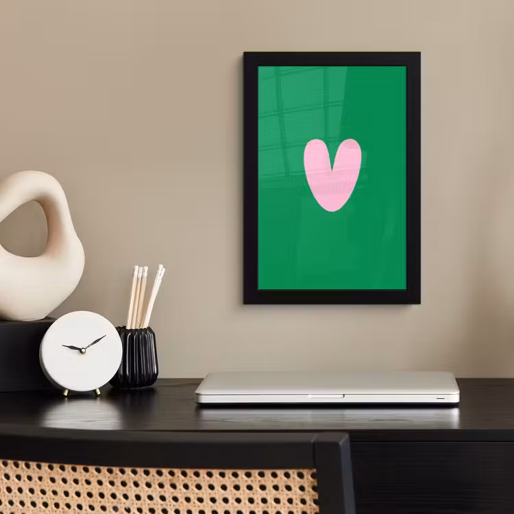 Poster met lijst - Groen - Hart - Minimalistisch - Valentijn — 2