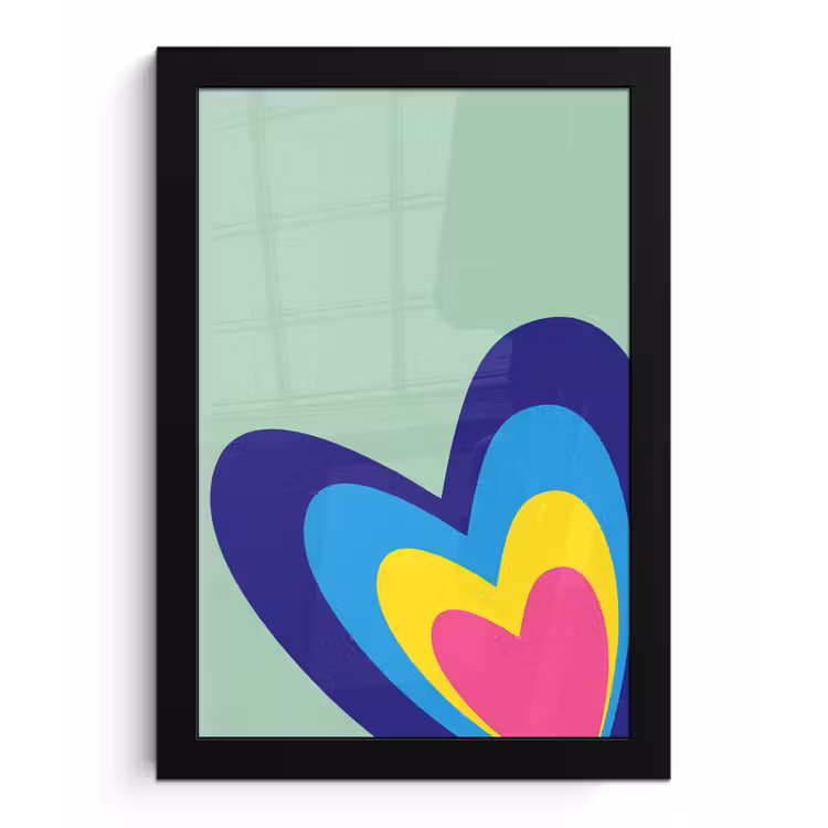 Poster met lijst - Hartjes - Kleurrijk - Valentijn — 1