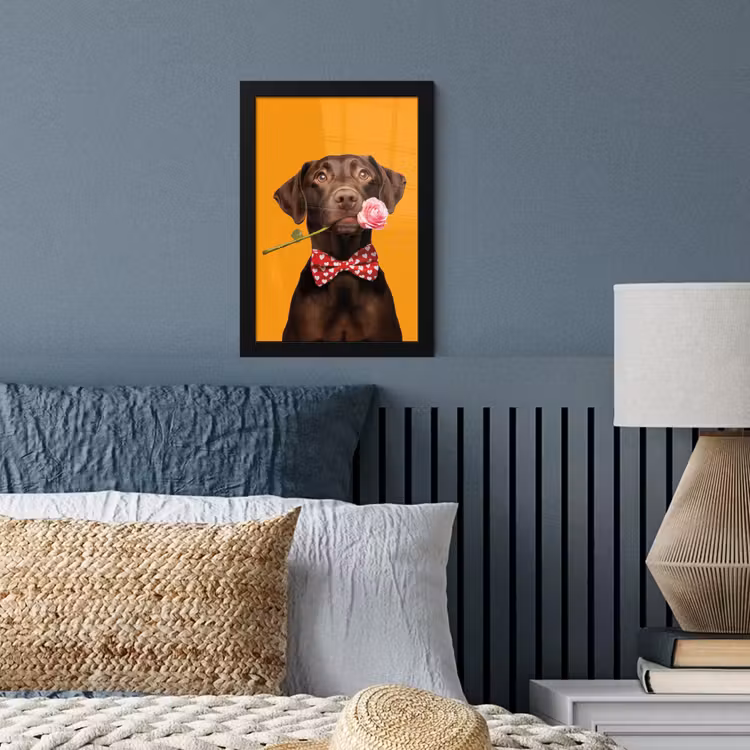 Poster met lijst - Labrador met Roos en Strik — 3