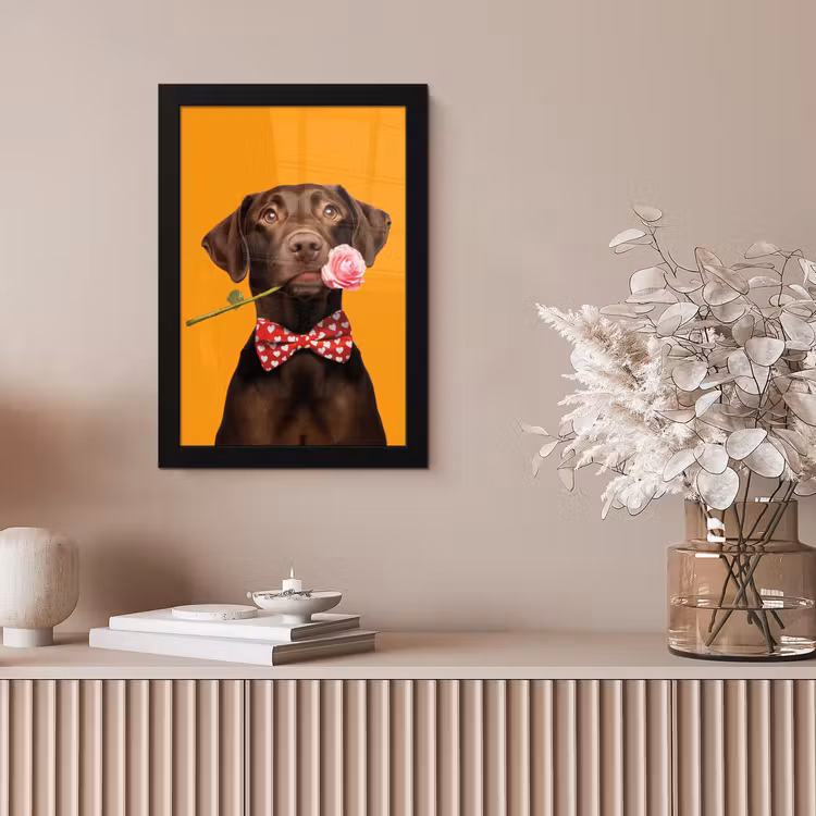 Poster met lijst - Labrador met Roos en Strik — 5