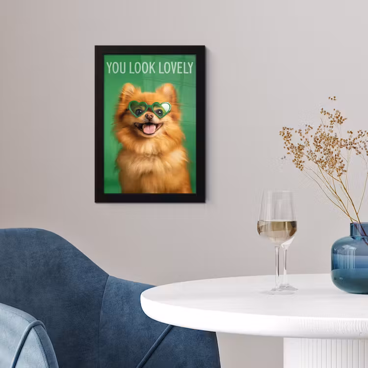 Poster met lijst - You Look Lovely Hond Hartjesbril — 4