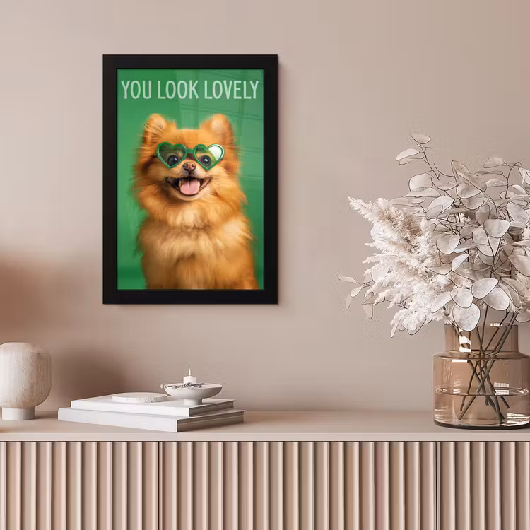 Poster met lijst - You Look Lovely Hond Hartjesbril — 5