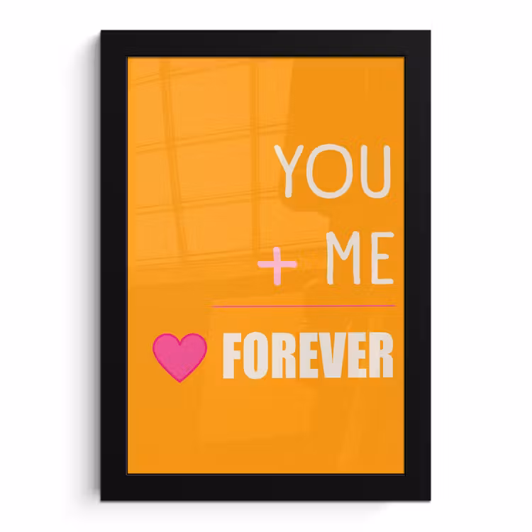 Poster met lijst - Oranje - Love - Valentijn