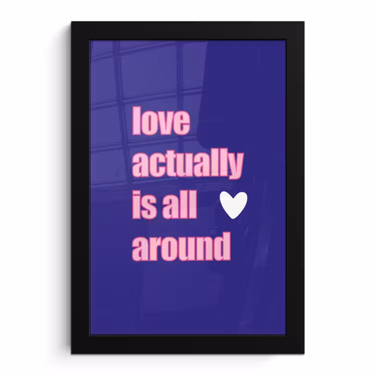 Poster met lijst - Tekst - Valentijn - Love - Blauw