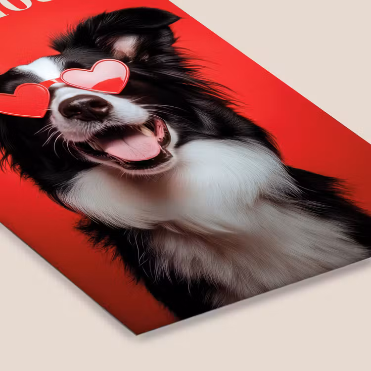 Poster met lijst - Hond met Hartjes Zonnebril Rood — 7