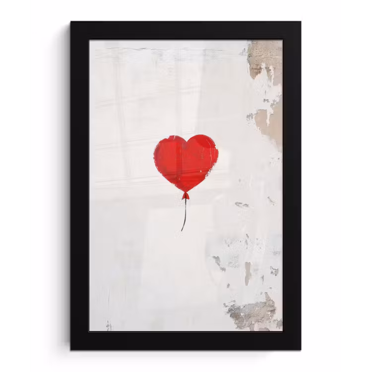 Poster met lijst - Ballon - Rood - Hart — 1