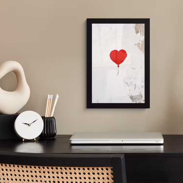 Poster met lijst - Ballon - Rood - Hart — 2