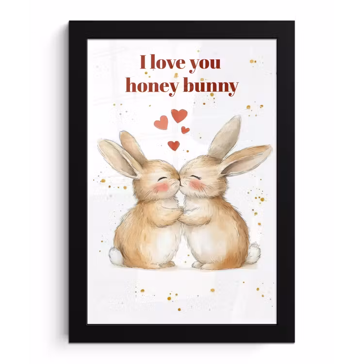Poster met lijst - Liefde - Rood - konijn — 1