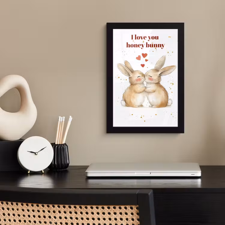 Poster met lijst - Liefde - Rood - konijn — 2