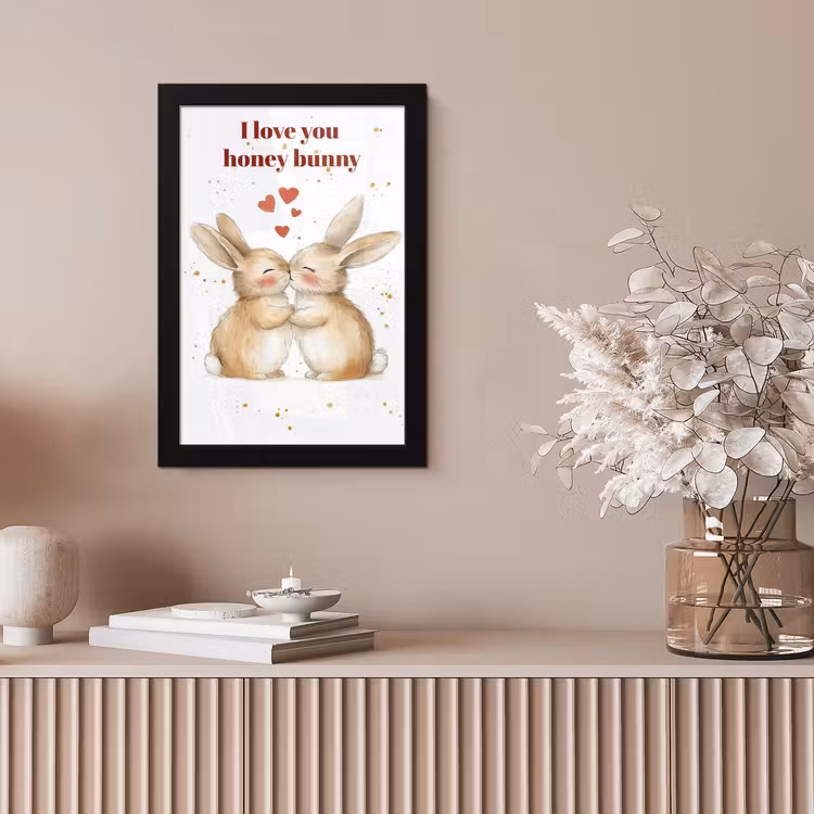 Poster met lijst - Liefde - Rood - konijn — 5