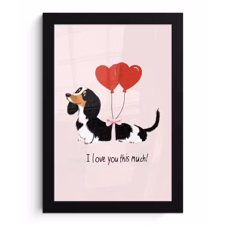 Poster met lijst - Hond - Teckel - Valentijn - Love — 1