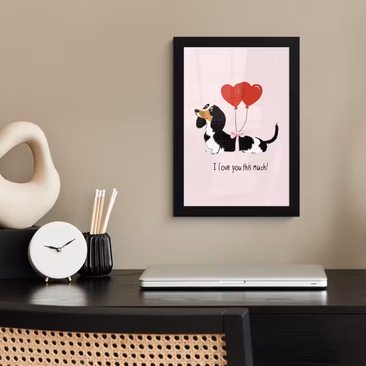 Poster met lijst - Hond - Teckel - Valentijn - Love — 2