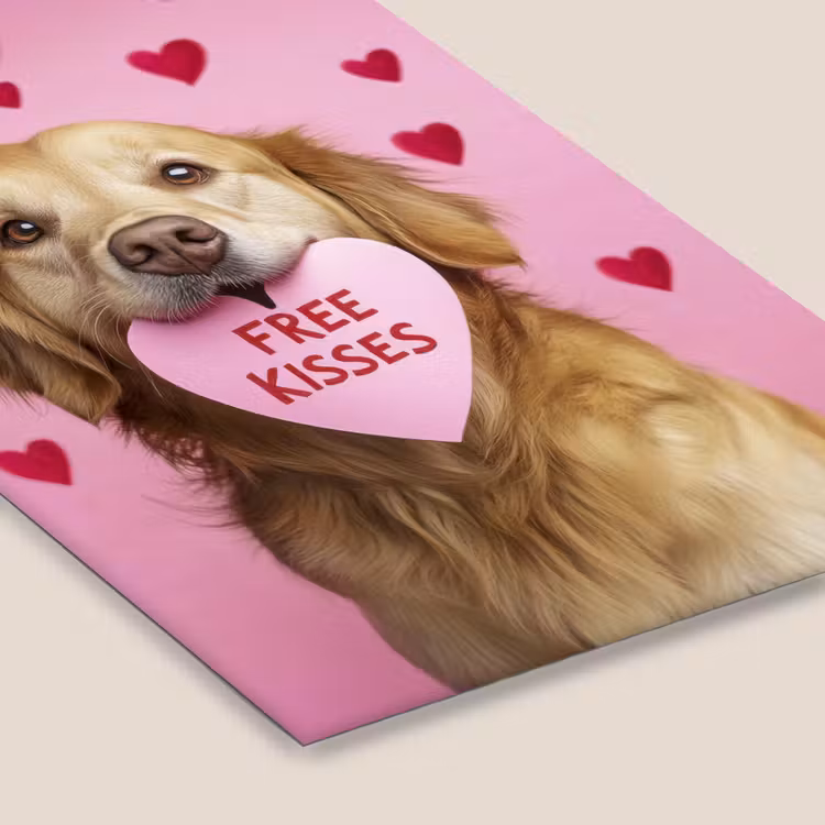 Poster met lijst - Golden Retriever Hartjes Roze — 7