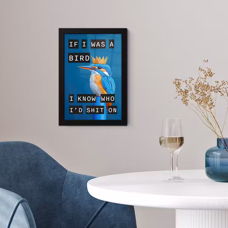 Poster met lijst - If I was a bird ijsvogel met kroon — 4