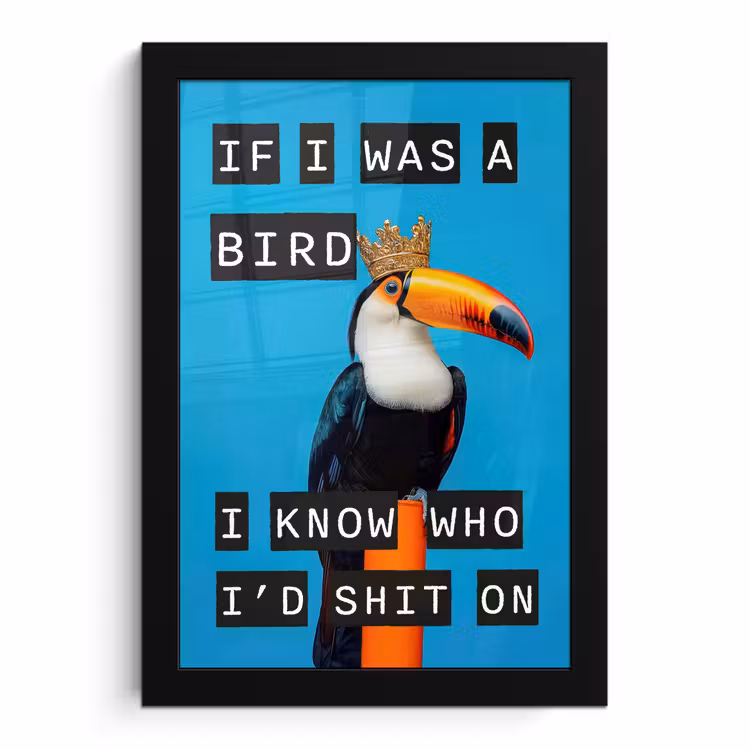 Poster met lijst - Vogel - Toekan - Blauw - Quotes
