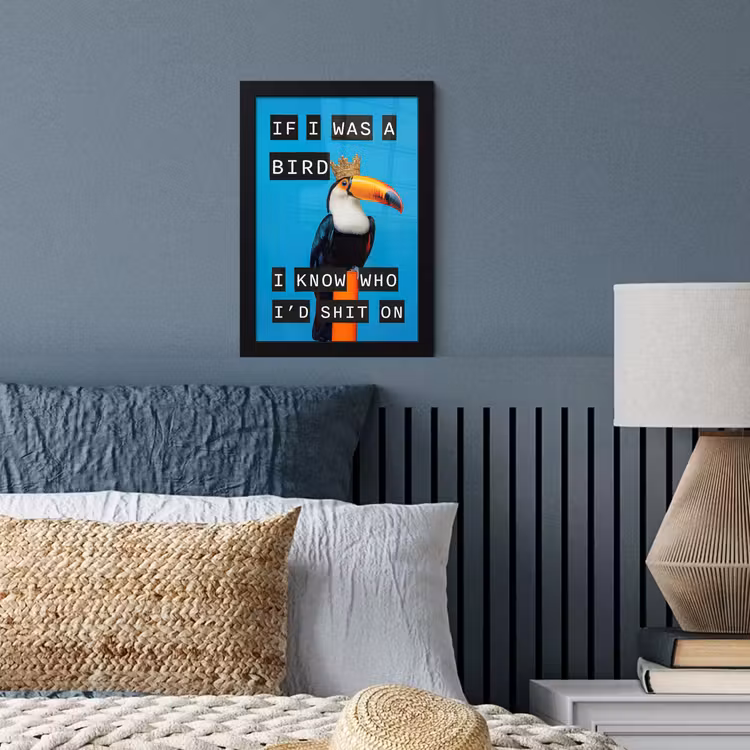 Poster met lijst - If I was a bird toekan met kroon — 3