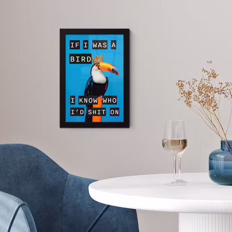 Poster met lijst - If I was a bird toekan met kroon — 4