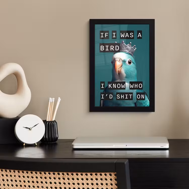 Poster met lijst - Papegaai met Kroon — 2