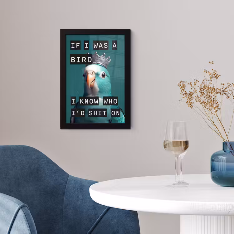 Poster met lijst - Papegaai met Kroon — 4