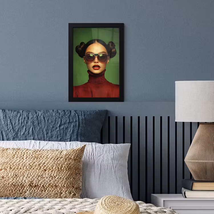 Poster met lijst - Vrouw - Groen - Bril - Aesthetic - Modern — 3
