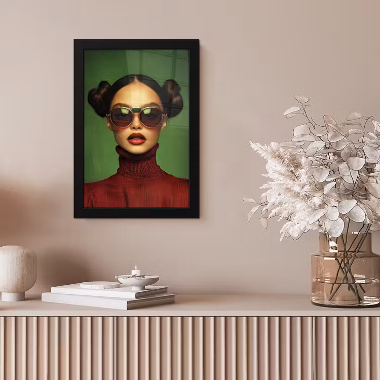 Poster met lijst - Vrouw - Groen - Bril - Aesthetic - Modern — 5